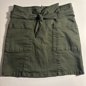 Gianni Bini Olive Green Tie-Front Skirt